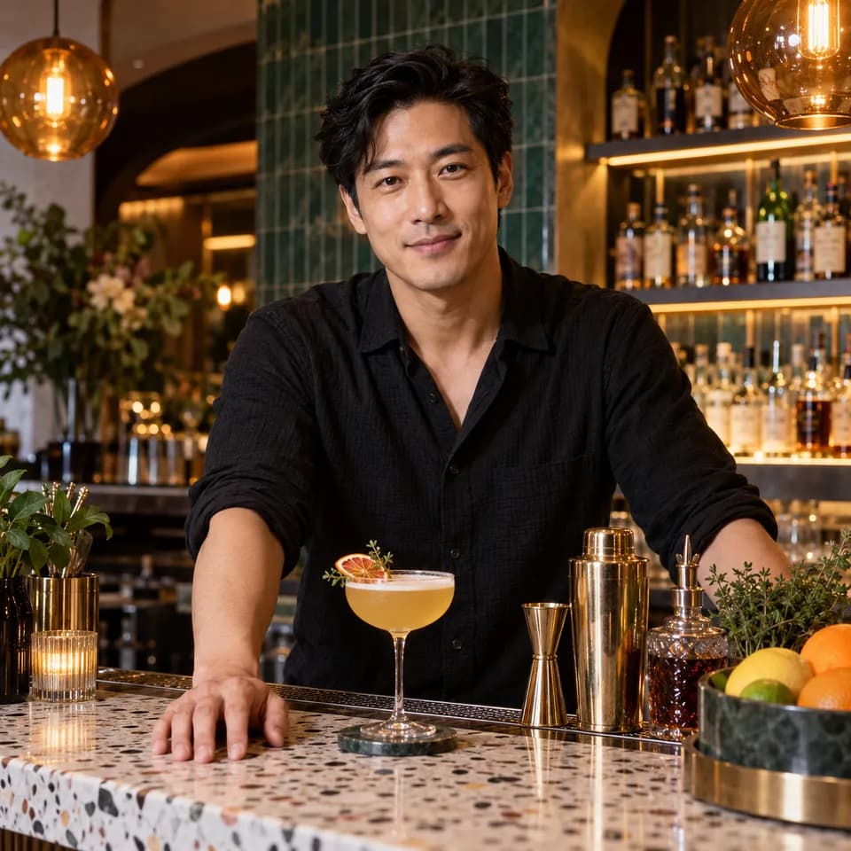 Illustrative Mixologist portrait; not a live provider